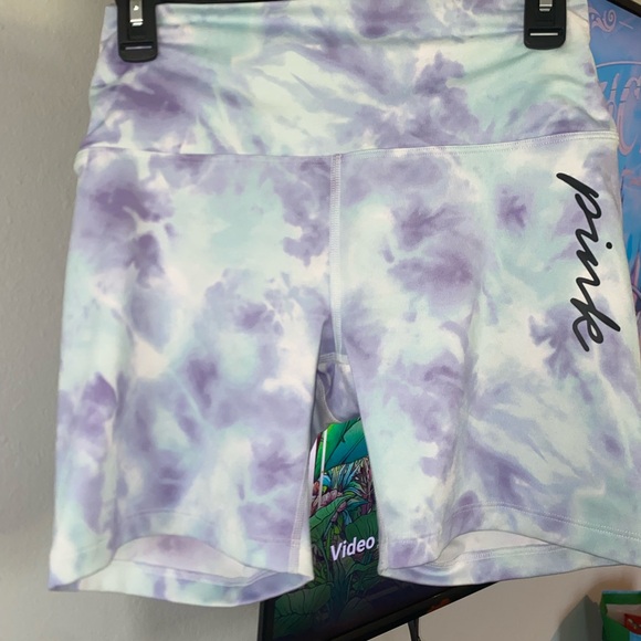 PINK Victoria's Secret Pants - PINK Victoria's Secret Tie-Dye Bike Shorts Purple White